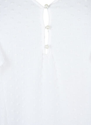Zizzi Bluse mit gepunkteter Struktur und kurzen Ärmeln, Bright White, Packshot image number 2