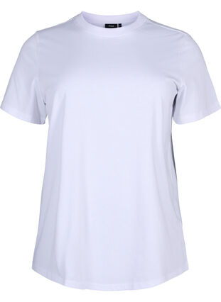 Zizzi Basic-T-Shirt aus Baumwolle mit Rundhalsausschnitt, Bright White, Packshot image number 0