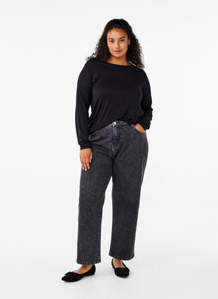 Zizzi Langärmelige Bluse aus Wolle und Viskose, Black, Model image number 2