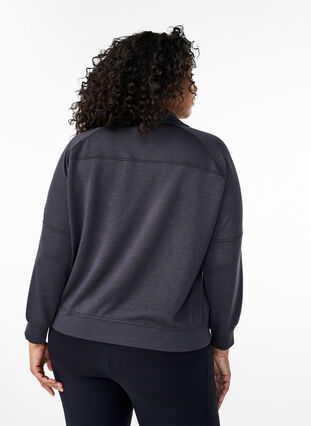 Zizzi Sportliches Sweatshirt mit hohem Kragen und Reißverschluss, Asphalt, Model image number 1