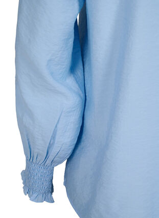Zizzi Bluse mit Rüschen und Lochstickerei, Chambray Blue, Packshot image number 3