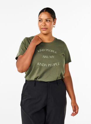 Zizzi T-Shirt mit Motiv, Thyme w. Kind People, Model image number 0