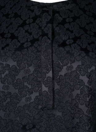 Zizzi Jacquardkleid mit langen Ärmeln und Rüschen, Black, Packshot image number 2