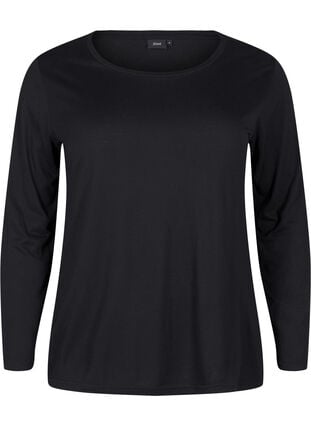 Zizzi Langärmelige Bluse aus Wolle und Viskose, Black, Packshot image number 0