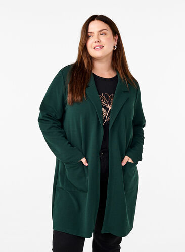 Zizzi FLASH - Lange Blazer mit Taschen, Scarab, Model image number 0