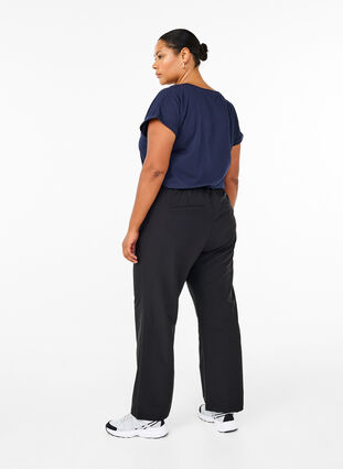 Zizzi Gerade geschnittene Hose mit hoher Taille, Black, Model image number 1