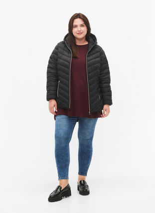 Zizzi Leichte Jacke mit Kapuze, Black, Model image number 3