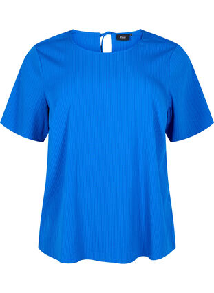 Zizzi Kurzärmelige Bluse aus Viskose mit Schleifen, Princess Blue, Packshot image number 0