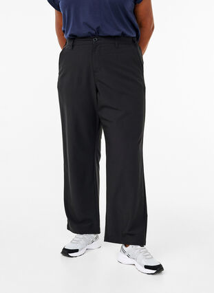 Zizzi Gerade geschnittene Hose mit hoher Taille, Black, Model image number 2