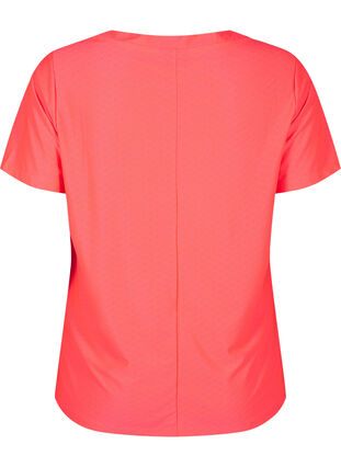 Zizzi Trainings-T-Shirt mit V-Ausschnitt und Muster, Fyring Coral ASS, Packshot image number 1