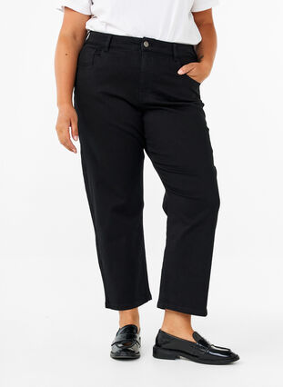 Zizzi Geschnittene Vera Jeans mit geradem Schnitt, Black, Model image number 2