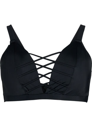 Zizzi Bikini-Top mit Bänderdetail, Black, Packshot image number 0