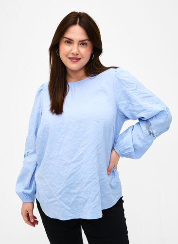 Zizzi Bluse aus TENCEL™-Modal mit gestickten Details, Serenity, Model image number 0