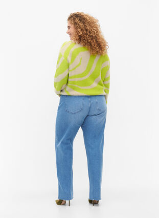 Gerade geschnittene Jeans mit Zizzi Blau ungesäumten 42-60 Kanten Gr. - - 