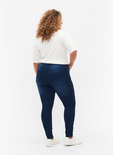 Zizzi Super Slim Amy Jeans mit hoher Taille, Blue Denim, Model image number 1