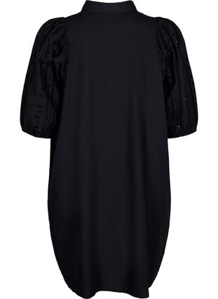 Zizzi Hemdkleid aus Baumwolle mit Lochstickerei, Black, Packshot image number 1