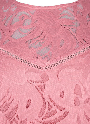Zizzi Bluse mit Spitze und kurzen Ärmeln, Dusty Rose, Packshot image number 2