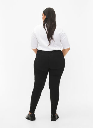 Zizzi Enganliegende Hose mit Reißverschlüssen, Black, Model image number 1