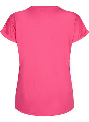 Zizzi Kurzärmliges T-Shirt aus einer Baumwollmischung, Raspberry Sorbet, Packshot image number 1