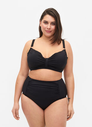 Zizzi Bikini-Unterteil mit hoher Taille, Black, Model image number 0