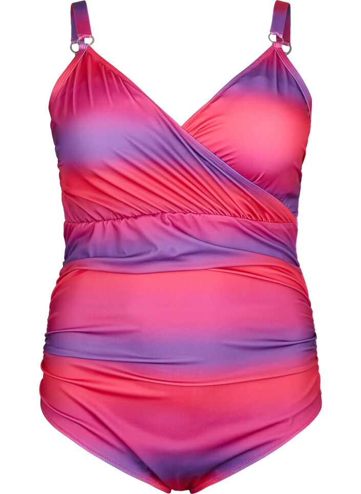 Bedruckter Badeanzug - mit Pink - 42-60 Gr. weicher Wattierung - Zizzi