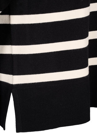 Zizzi Strickbluse mit 3/4-Arm und Streifen, Black Birch Stripes, Packshot image number 3