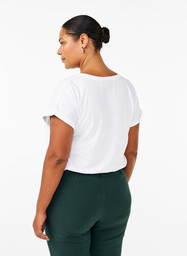 Zizzi Kurzärmliges T-Shirt aus einer Baumwollmischung, Bright White, Model image number 1