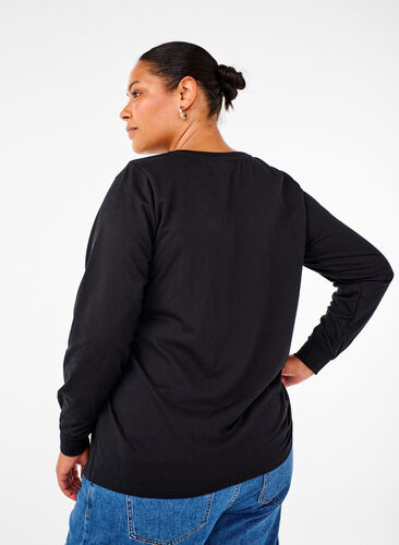 Zizzi Sweatshirt mit Spitzendetails, Black, Model image number 1