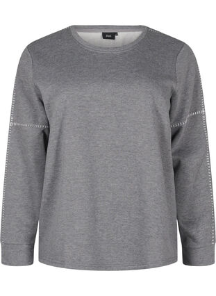 Zizzi Sweatshirt mit Kontrastnähten, Medium Grey Mél, Packshot image number 0