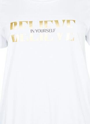 Zizzi Baumwoll-T-Shirt mit Folien-Druck, B. White w. Believe, Packshot image number 2