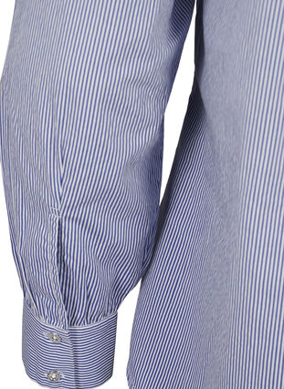 Zizzi Hemdbluse aus Bio-Baumwolle mit Perlenstickerei, Blue White Stripe, Packshot image number 4