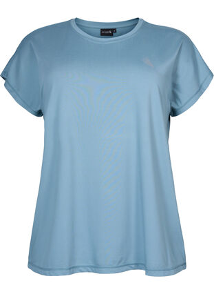 Zizzi Kurzarm Trainingsshirt, Smoke Blue, Packshot image number 0