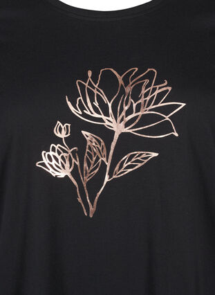 Zizzi FLASH - T-Shirt mit Motiv, Black R. Gold Flower, Packshot image number 2