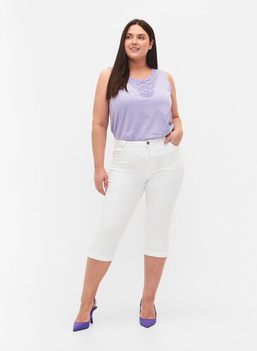 Zizzi Hoch taillierte Amy Capri Jeans mit Super Slim Fit, Bright White, Model image number 0