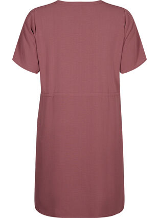 Zizzi Kurzärmliges Kleid mit Bindeband an der Taille, Rose Brown, Packshot image number 1