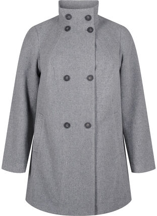 Zizzi Kurzer A-linienförmiger Trenchcoat, Light Grey Melange, Packshot image number 0