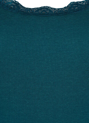 Zizzi Oberteil mit Spitzenbesatz, Deep Teal, Packshot image number 2