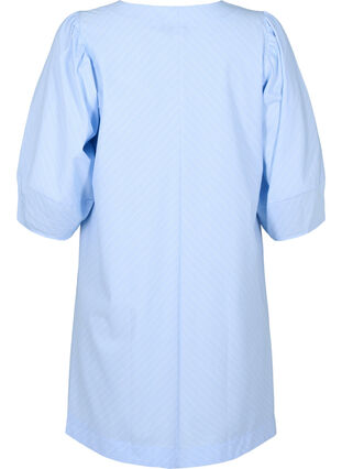 Zizzi Kleid mit Bindebändchen und 3/4-Ärmeln, Blue Stripe, Packshot image number 1