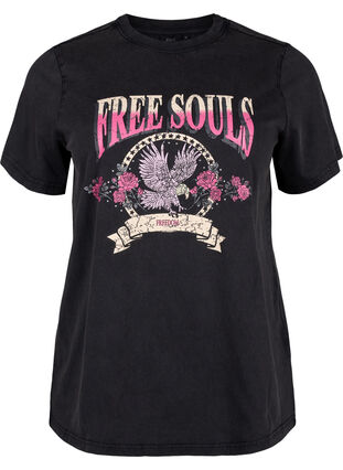 Zizzi organisches Cotton T-Shirt mit Eagle Mostly, Grey Free Souls, Packshot image number 0