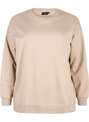 Zizzi Sweatshirt mit Rundhalsausschnitt, Simply Taupe, Packshot image number 0