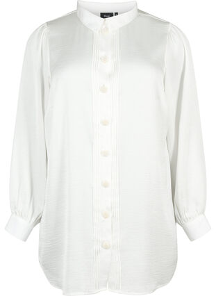 Zizzi Langes Hemd mit Perlenknöpfen, Bright White, Packshot image number 0