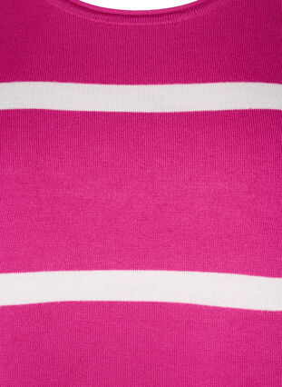 Zizzi Gestrickte Viskosebluse mit Streifen, Fuchsia Red Comb, Packshot image number 2