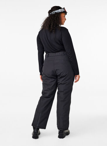 Zizzi Skihose mit Taschen und verstellbarer Taille, Black, Model image number 1