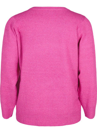 Zizzi Melange Pullover mit V-Ausschnitt, Rose V. w. White Mel, Packshot image number 1