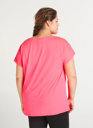 Zizzi Einfarbiges Trainings-T-Shirt, Neon pink, Model image number 1