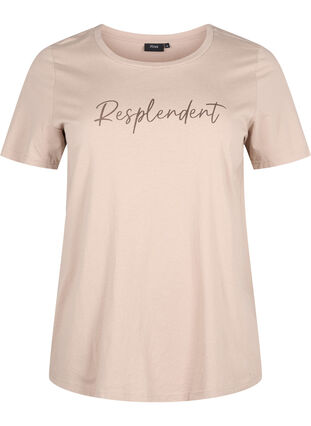 Zizzi T-Shirt mit Motiv, S. Mink w. Text, Packshot image number 0