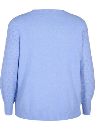 Zizzi  Strickbluse mit Spitzenmuster, Cornflower Blue Mel., Packshot image number 1