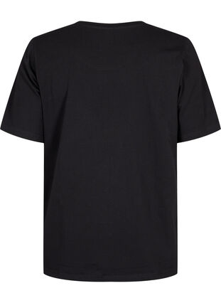 Zizzi T-Shirt aus Bio-Baumwolle mit Stickereidetails, Black, Packshot image number 1