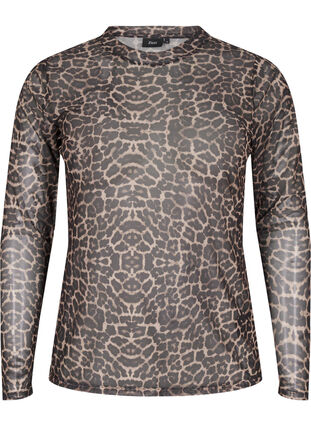 Zizzi Netzbluse mit Leopardenmuster, LEO AOP, Packshot image number 0