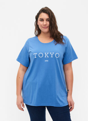 Zizzi FLASH - T-Shirt mit Motiv, Ultramarine, Model image number 0